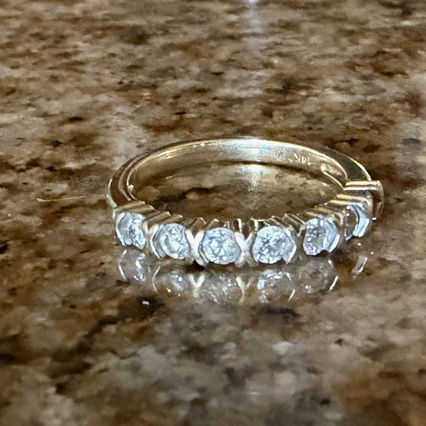14k Sterling Silver Cubic Zirconia Eternity Wedding/Anniversary Band Ring 14