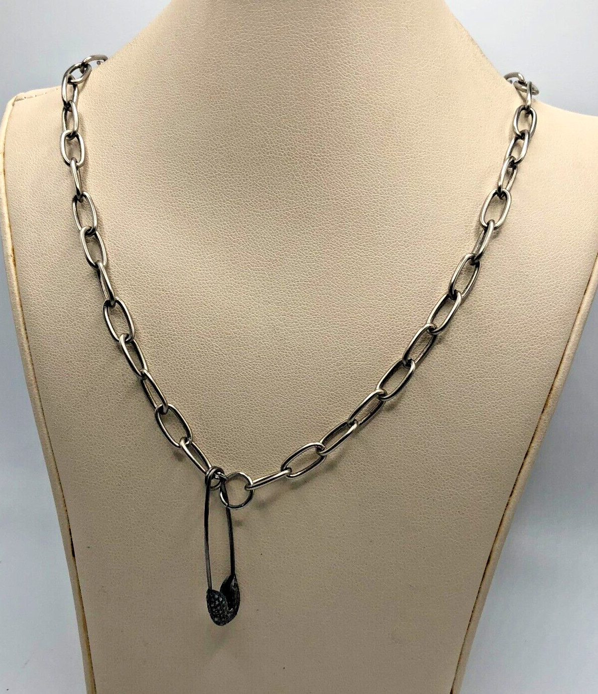 Silver Tone Via Love Paperclip Chain With Paper Clip Accent