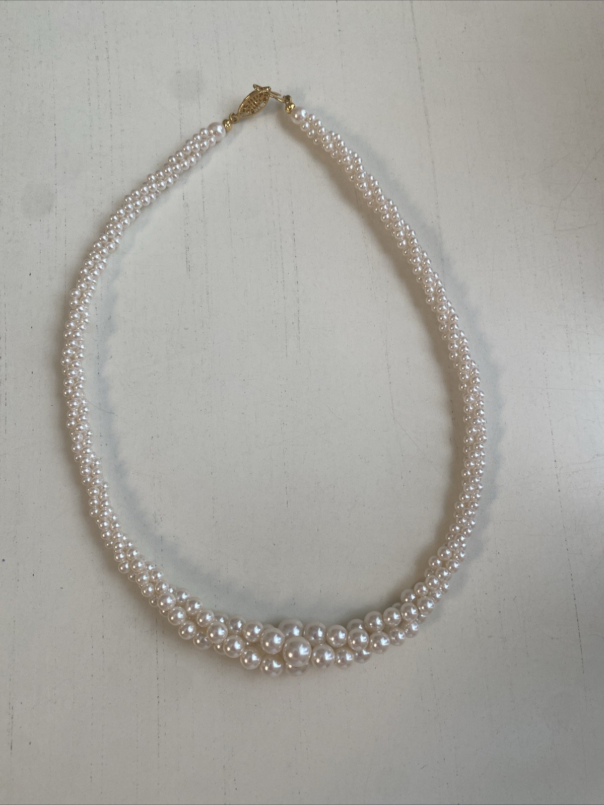 Triple Braided Pearl Necklace 18 in long