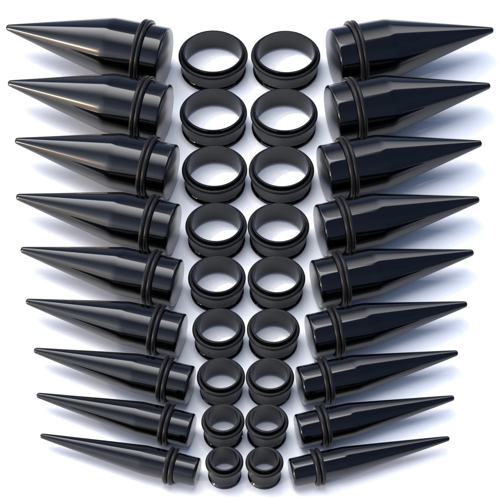 36pcs Ear Gauge Stretching Kit 00G to 1″ Big Gauges with Holder Case | 10mm -…