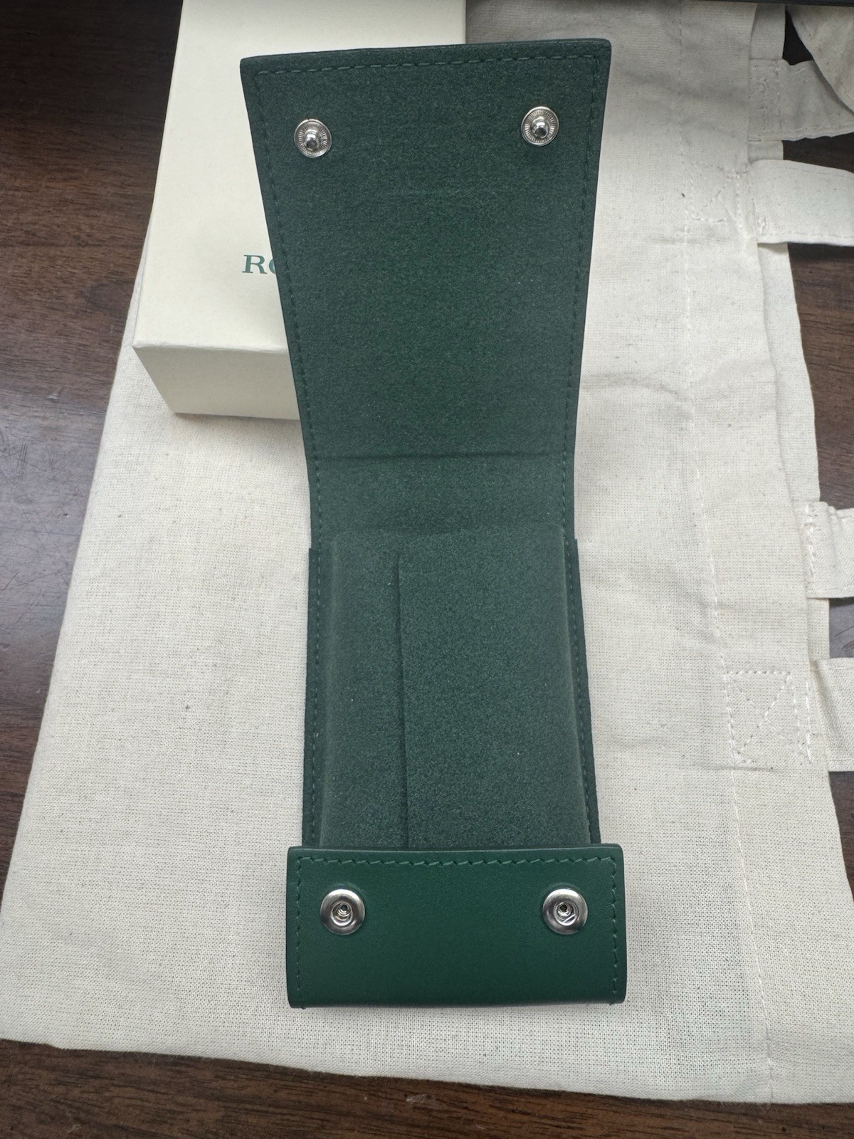 Rolex Service Center Green Leather Watch Travel Pouch Case New Box