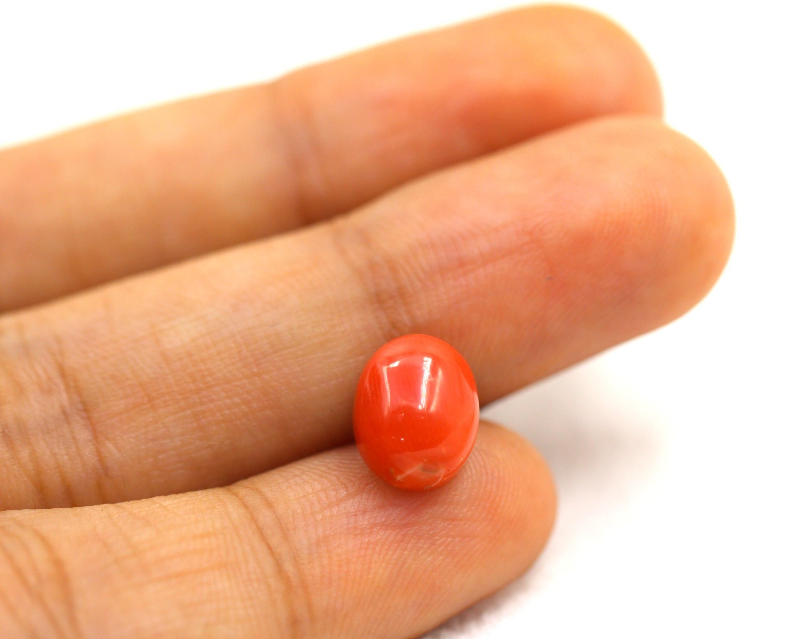 Oval Shape Italy Mined 2.76 Ct Natural Coral Orange Color Loose Gemstone