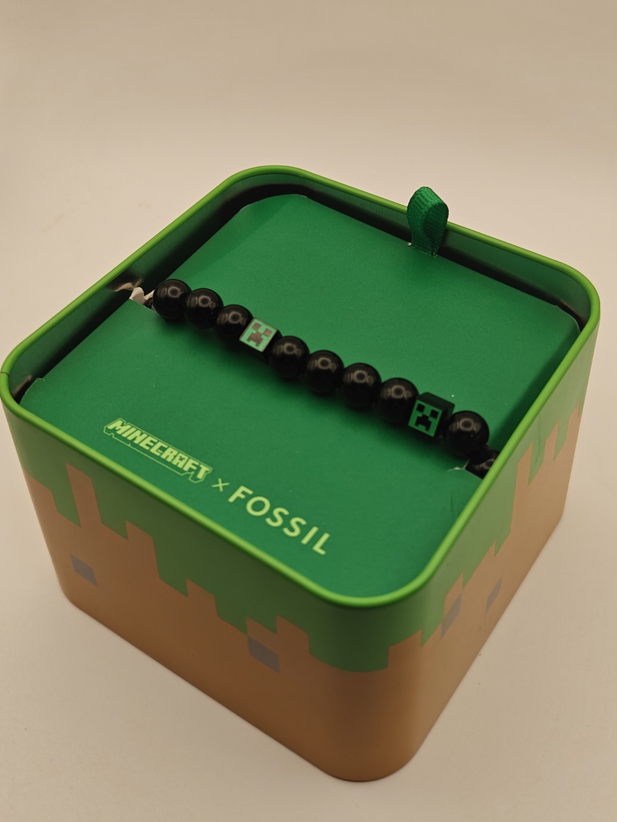 Fossil Minecraft Collaboration Glass Beaded Black Bracelet 2025 Limited Edition