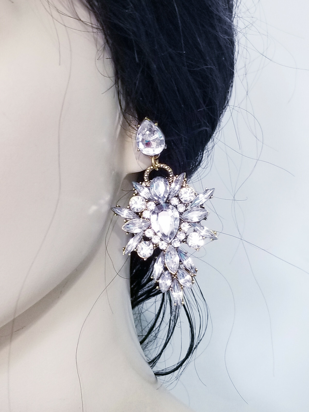Chandelier Earrings Clear Rhinestone Crystal 2.8 in
