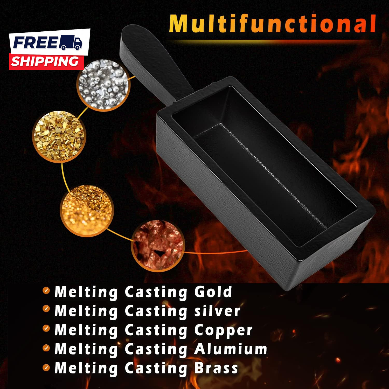 100 Oz Cast Steel Ingot Mold for Melting Casting Refining Gold Silver Copper