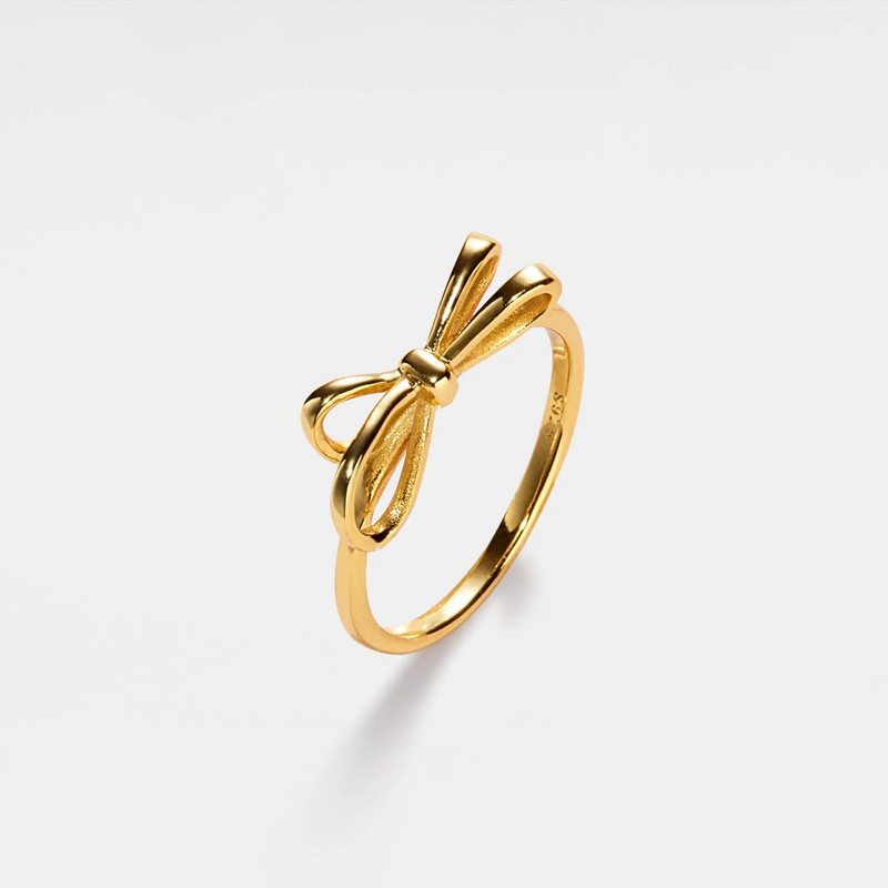 Dainty Bow Tie Bowknot Band Stacking Ring in 925 Sterling Silver