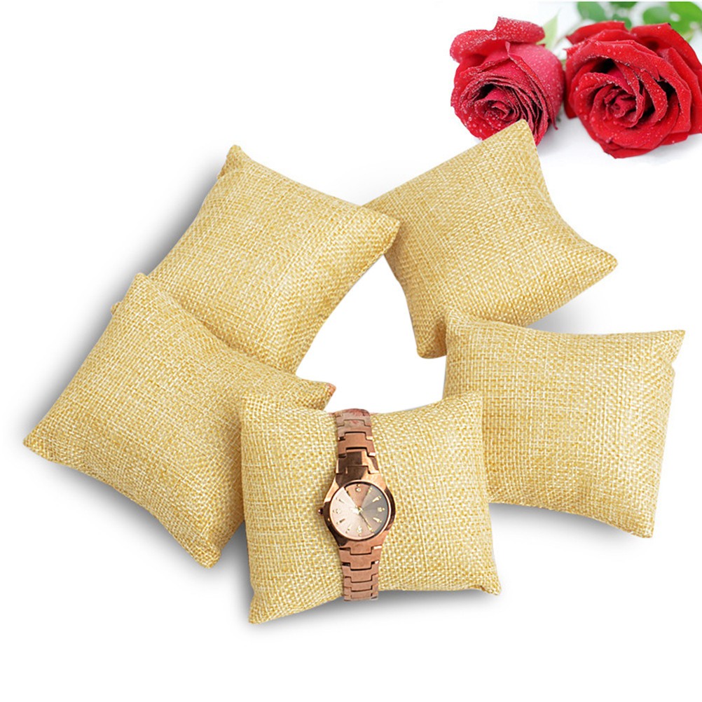 6Pcs Jewelry Display Pillows Light Yellow Soft Bracelet Pillow Watch Organizer
