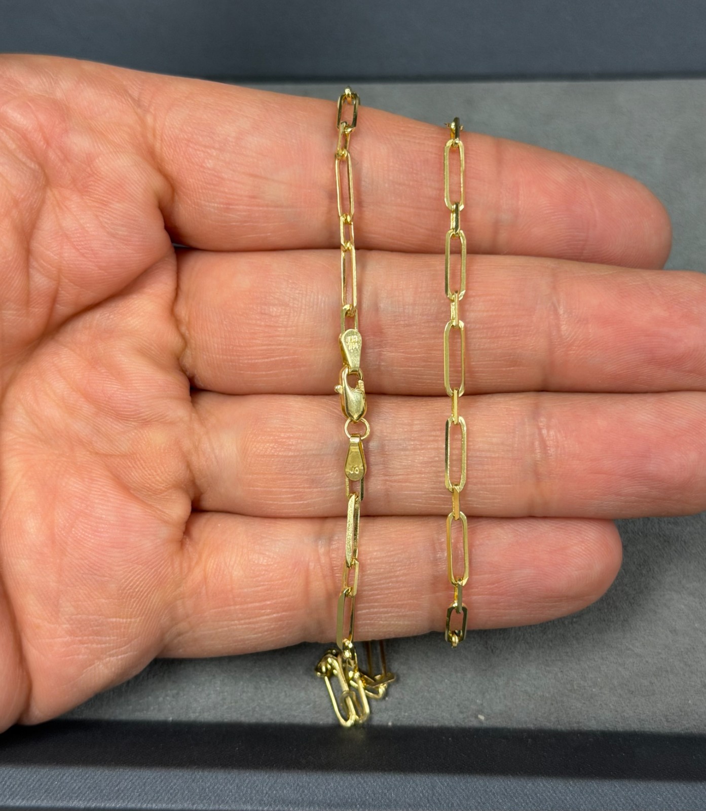 Solid 14k Yellow Gold 2.7mm Paperclip Link Chain 20″ Necklace Lobster Lock