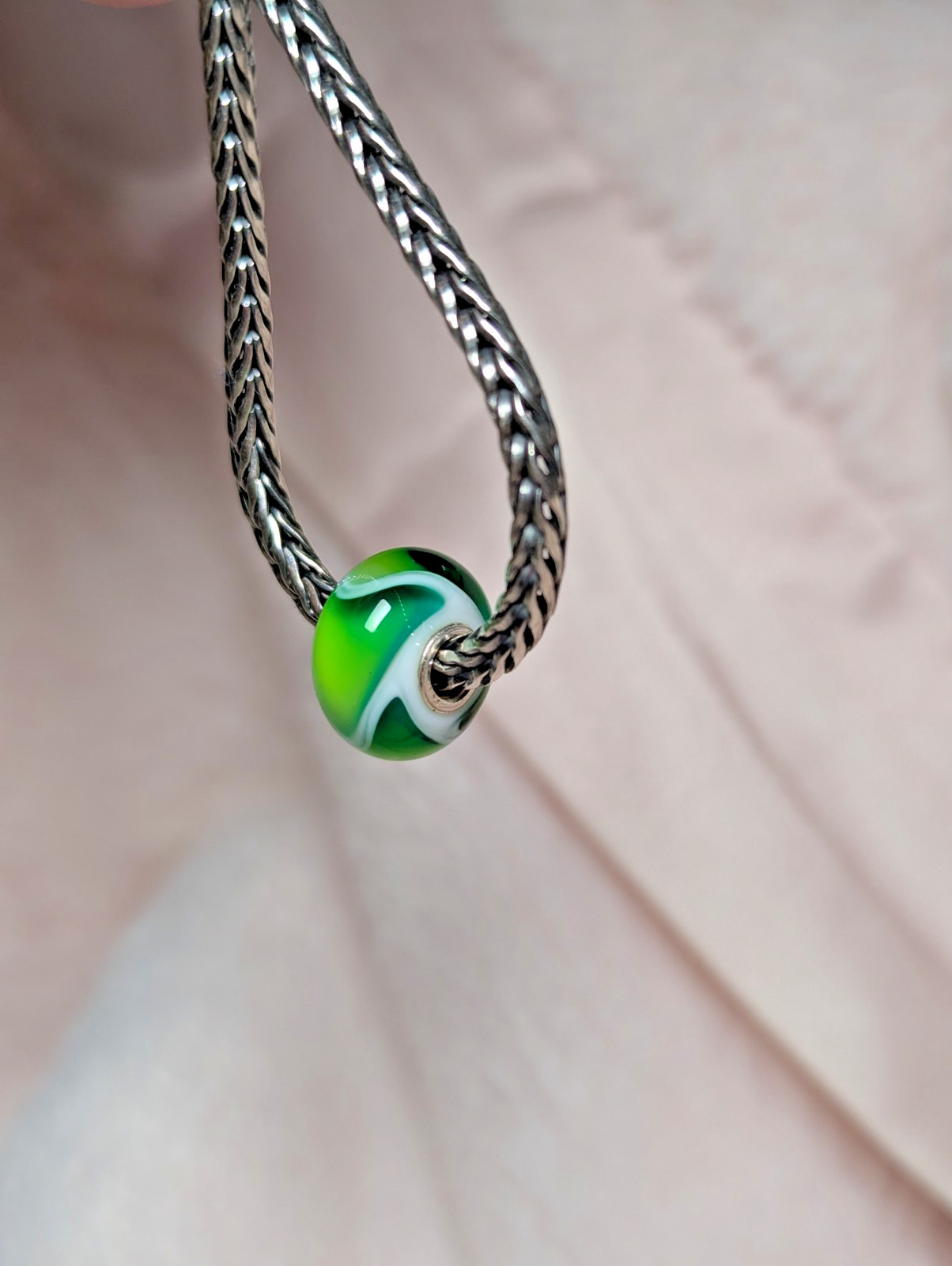 New Trollbeads Mixed Green Armadillo Bead | Authentic | Retired, Rare Glass Bead
