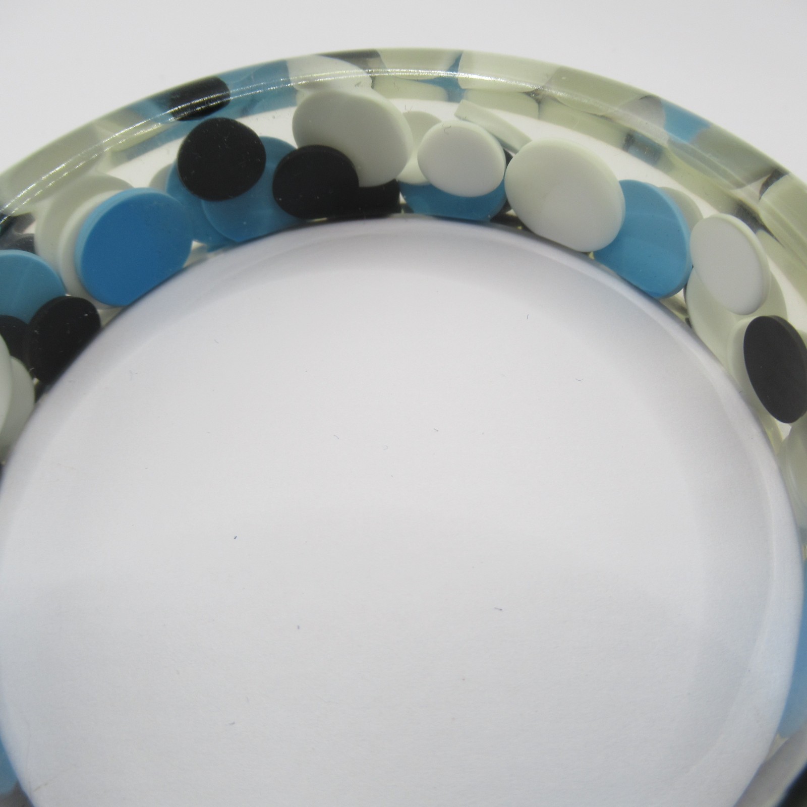 Plastic Aspirin Pill Bangle Bracelet Black White Blue Vintage