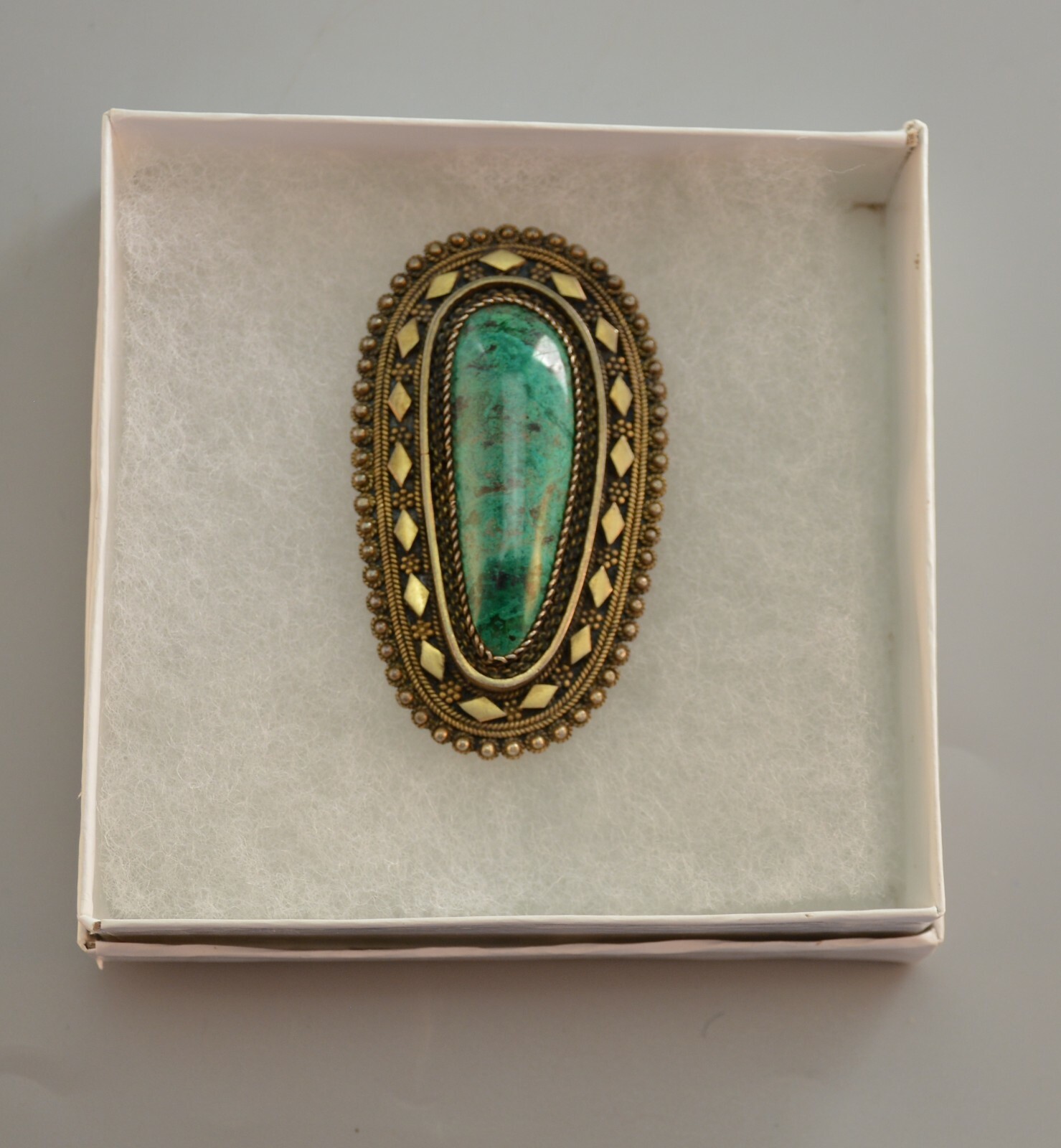 Vintage Eilatstone Argentium Pin / Pendant – 935 Silver Made in Israel – 2 3/8″