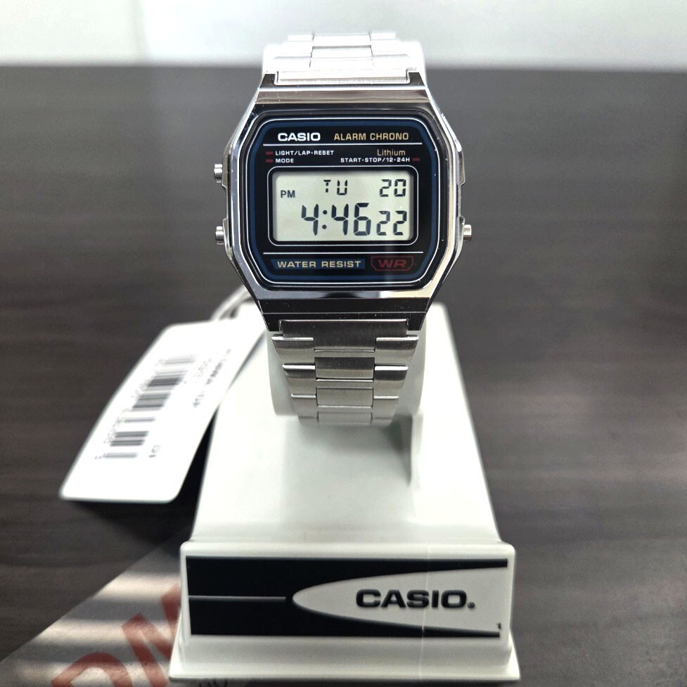 CASIO sports digital watch Unisex SILVER Original New A-158WA-1DF