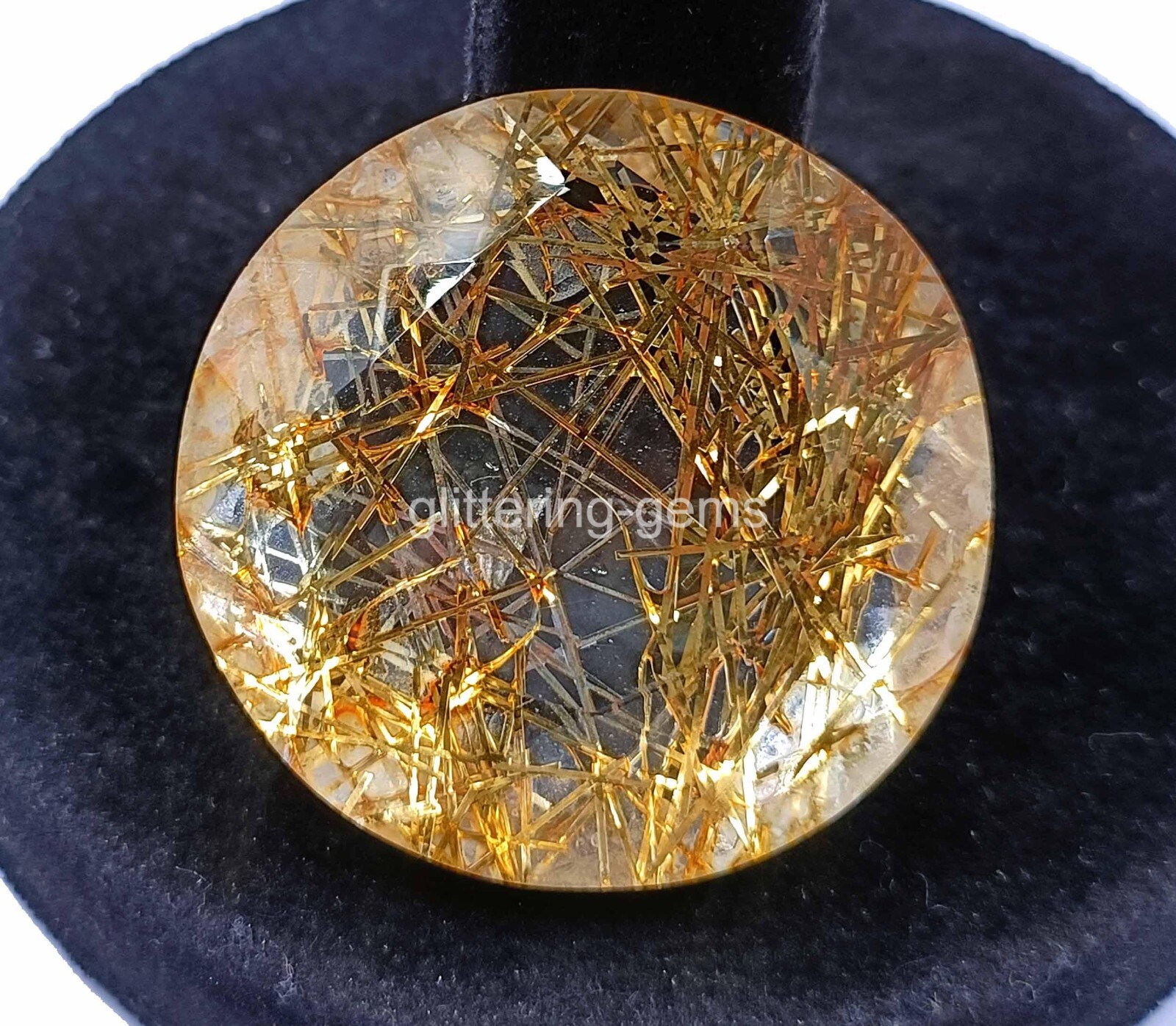 124 Ct Certified Lab-Created Golden Rutilated Quartz Round Cut Loose Gems 4OUF