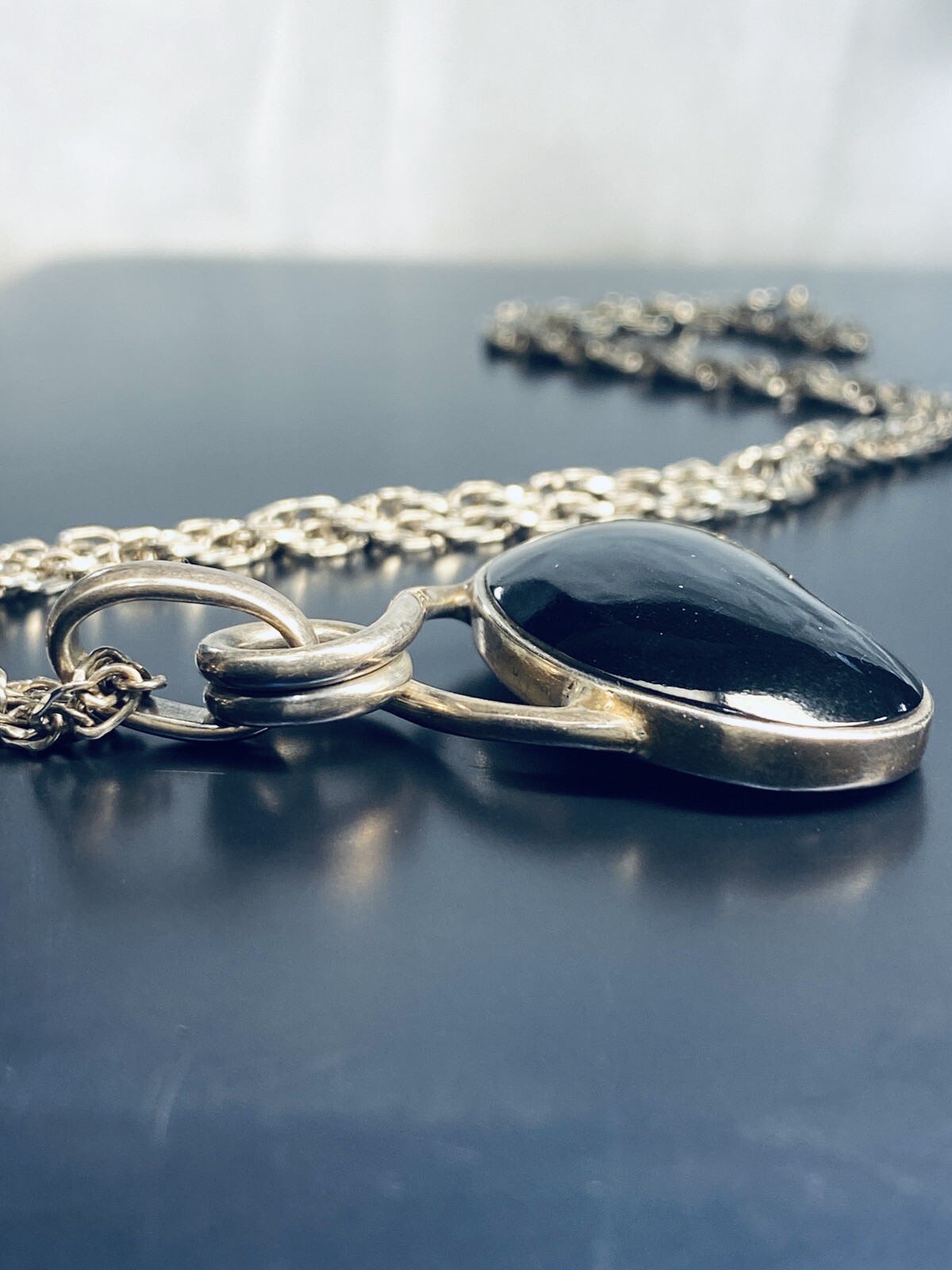 Vintage Retired Sterling Silver 925 Silpada Black Obsidian Pendant Necklace