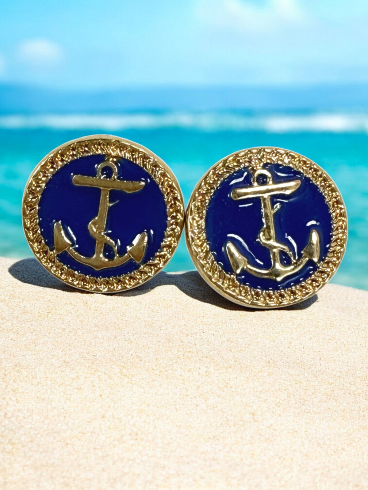 Anchor Earrings – Anchor Stud / Post Earrings – Nautical Anchor Button Earrings