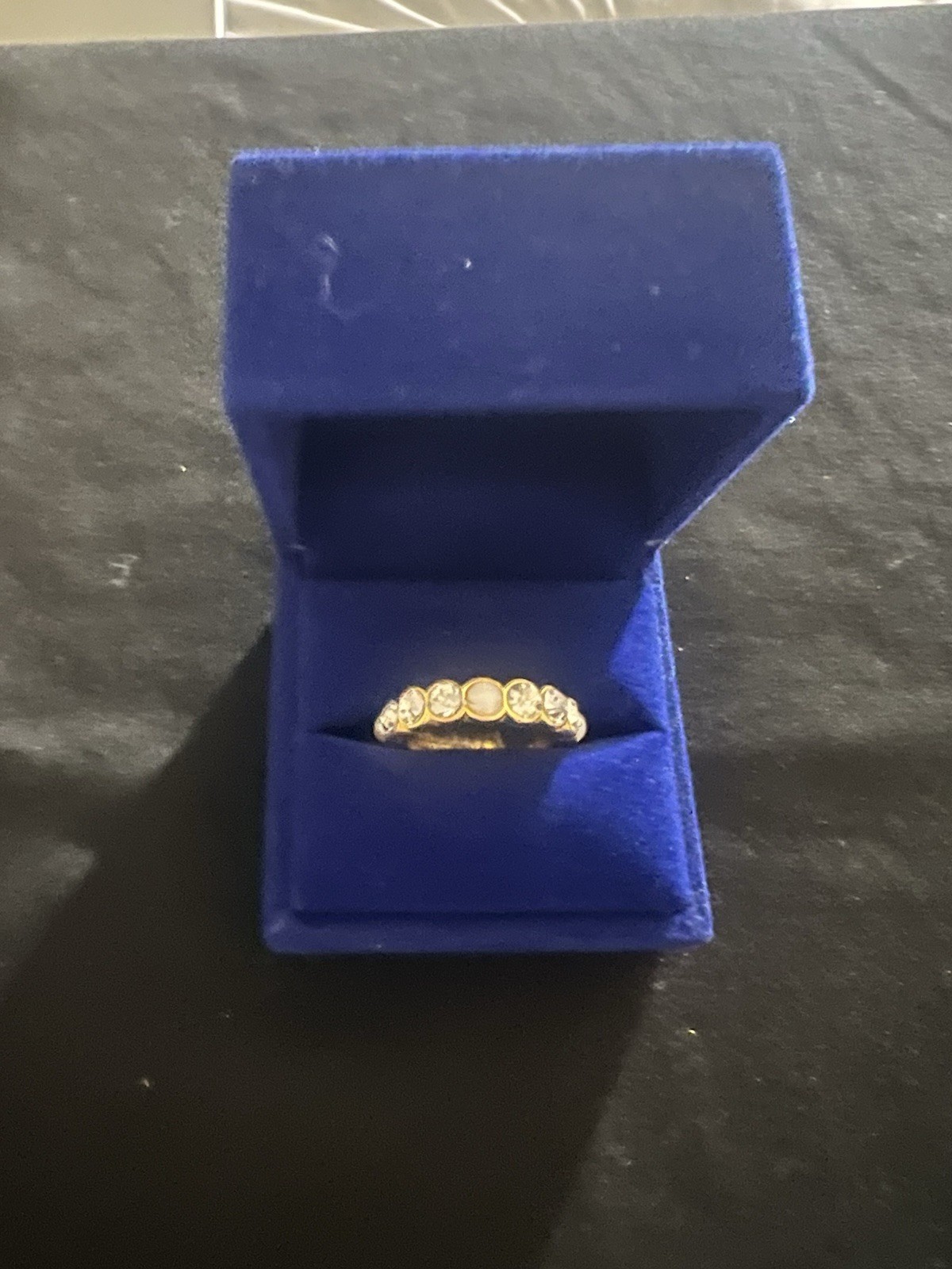 Kurt Geiger London Gold Eternity Faux Pearls and Crystals Ring Sz 7