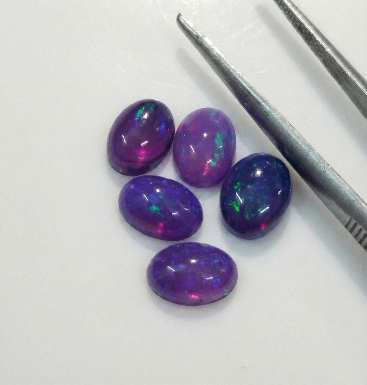 Natural Purple Ethopian Opal Oval Cabochon 3x5mm To 8x10mm Loose Gemstone