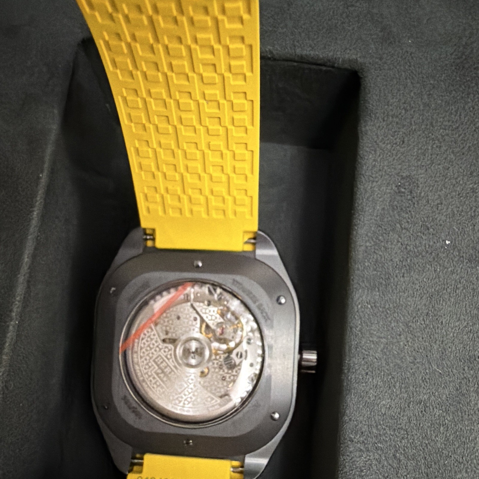 Hermès H08 Automatic 39mm Titanium Black Dial Yellow Rubber Strap Box Papers