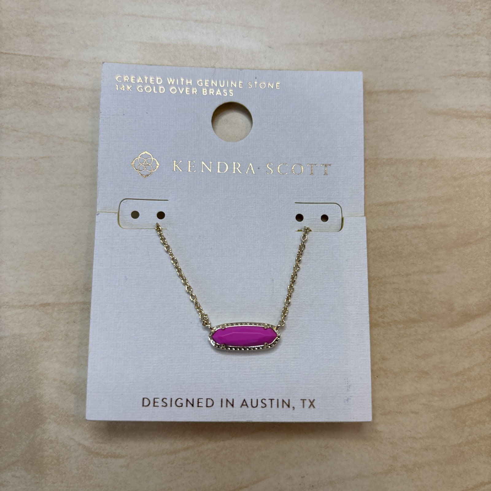 Kendra Scott 14K Gold Over Brass EVA Pendant Necklace Magenta Magnesite NWT