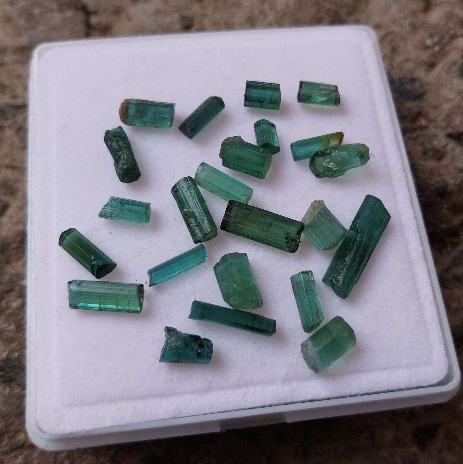 24 Carat Natural Greenish Blue Color Tourmaline Rough Pencil 23 PCS Lot