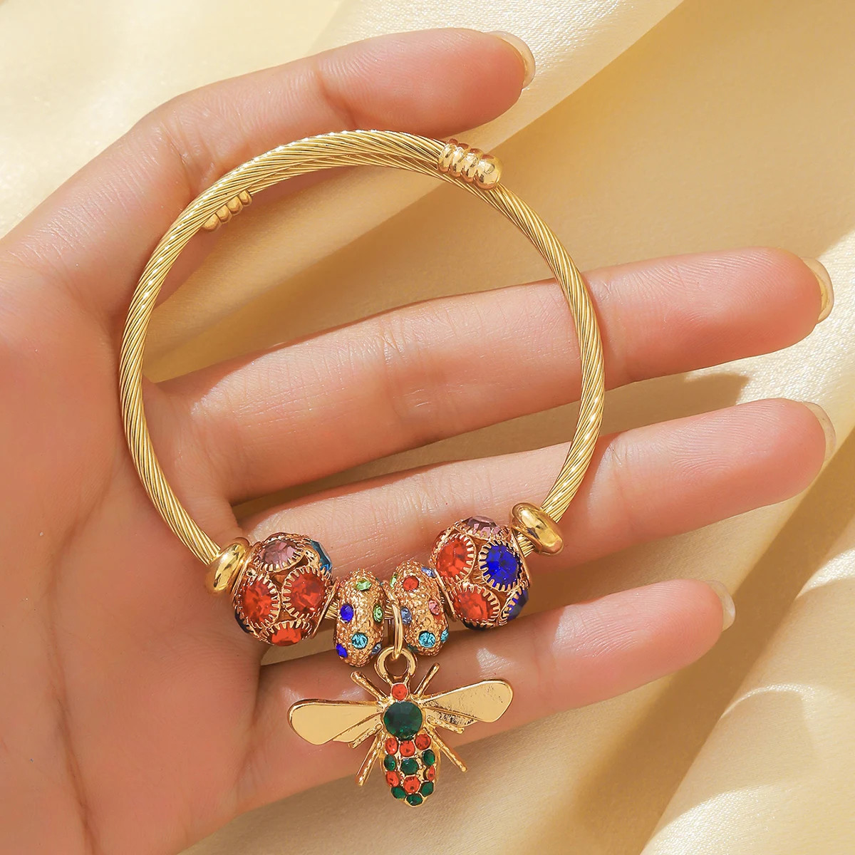 Rhinestone Bee Bracelet Womens Jewelry Gift