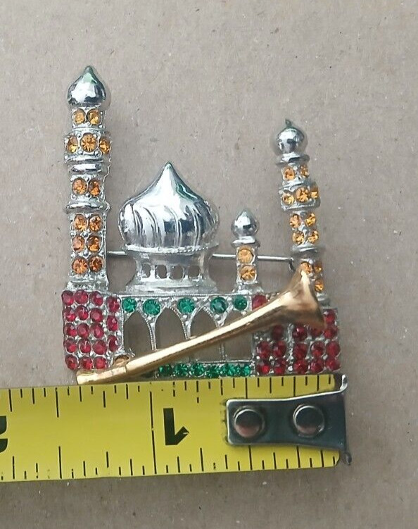 RARE ORA 3-D Taj Mahal Figural Rhinestone Brooch – Silvertone