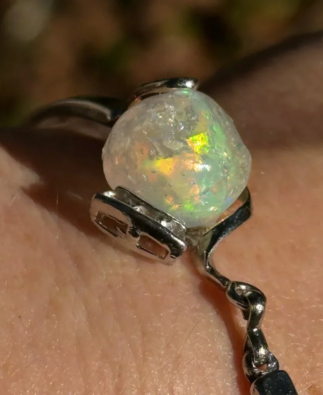 Vintage HUGE Seven Carat Opal Cuff Bracelet