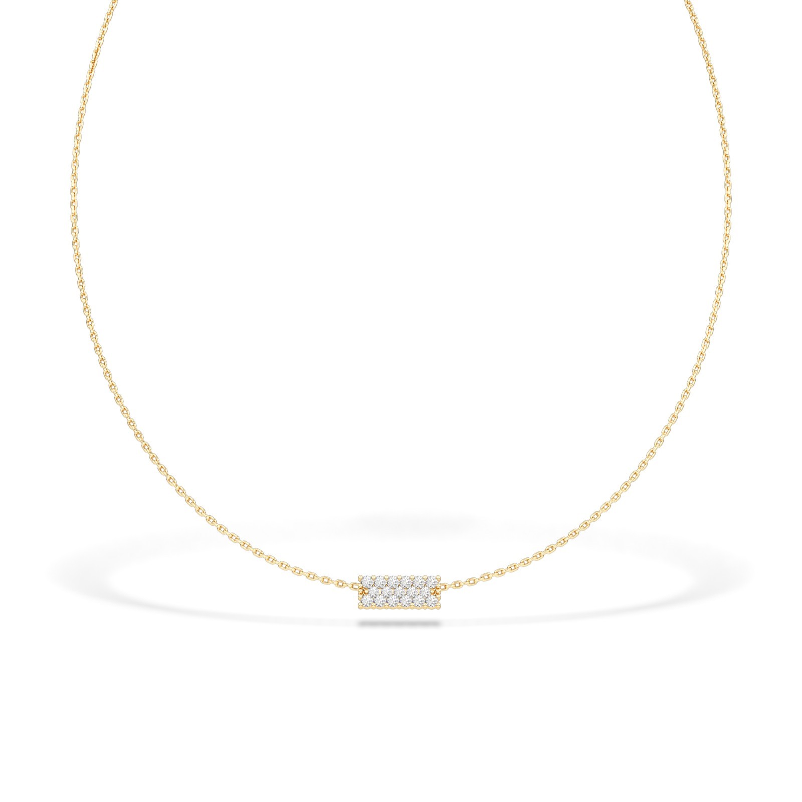 IGI Certified Round Cut Natural/Lab Grown Diamond Bar Necklace 10K 14K 18K Gold