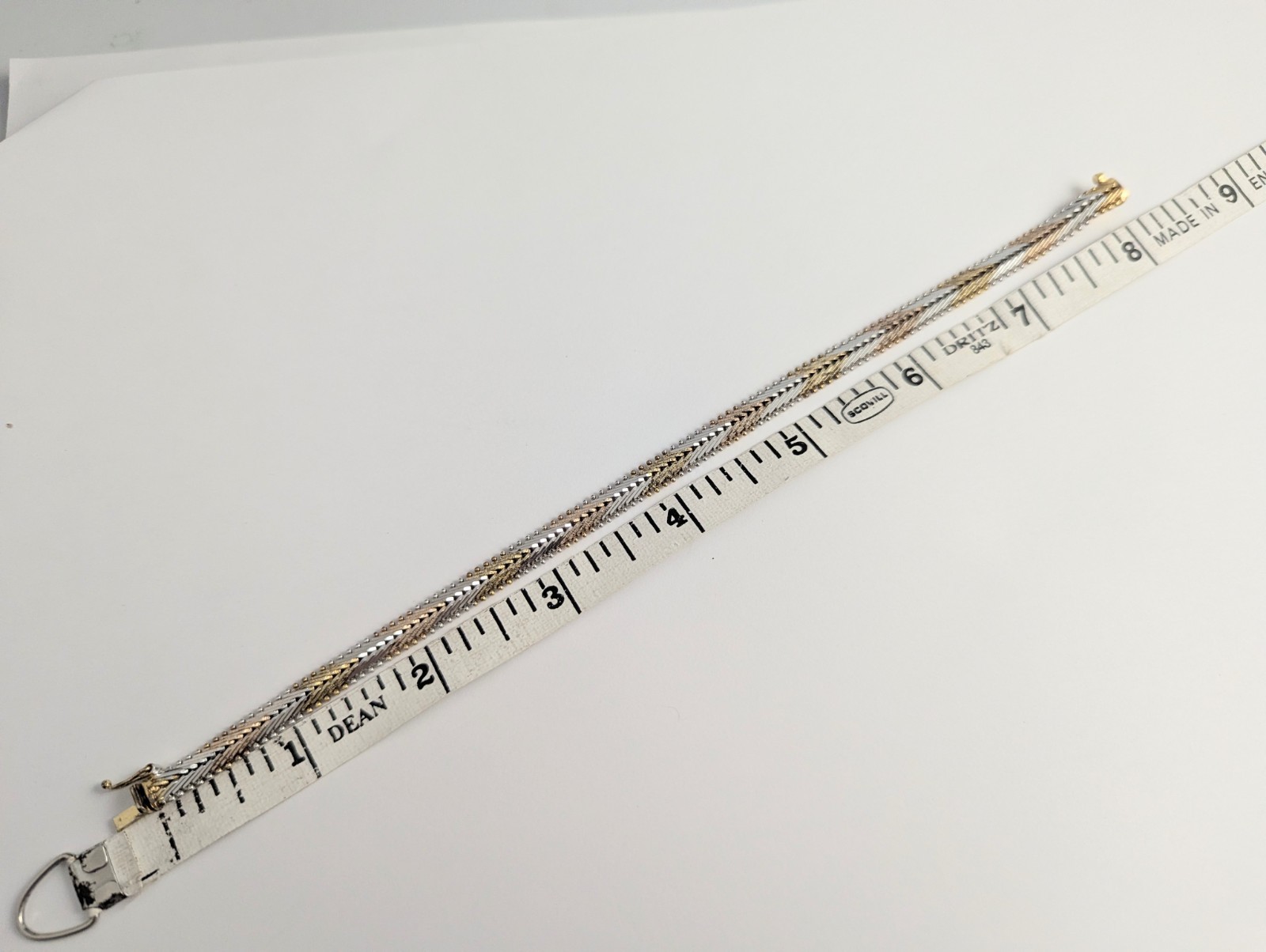 Vtg Sterling Silver Riccio Chevron Link Bracelet MILOR 8 1/8″ Tri Color