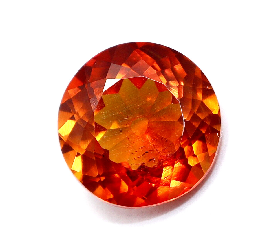7.10 Ct Natural Orange Sapphire Round Cut Loose Certified Gemstone With Gift