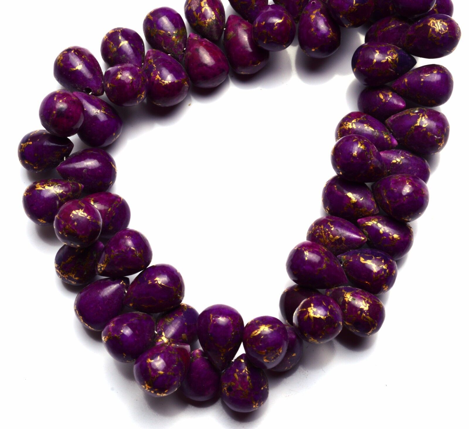 Natural Gem Purple Copper Turquoise 8x10MM Approx Smooth Drop Shape Briolettes7″
