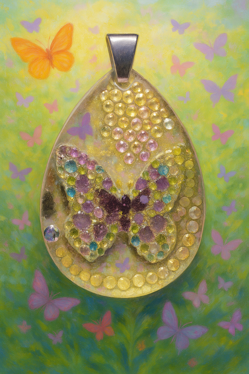 Crystal Butterfly Pendant Necklace, Reversible The Budget Friendly Perfect Gift!