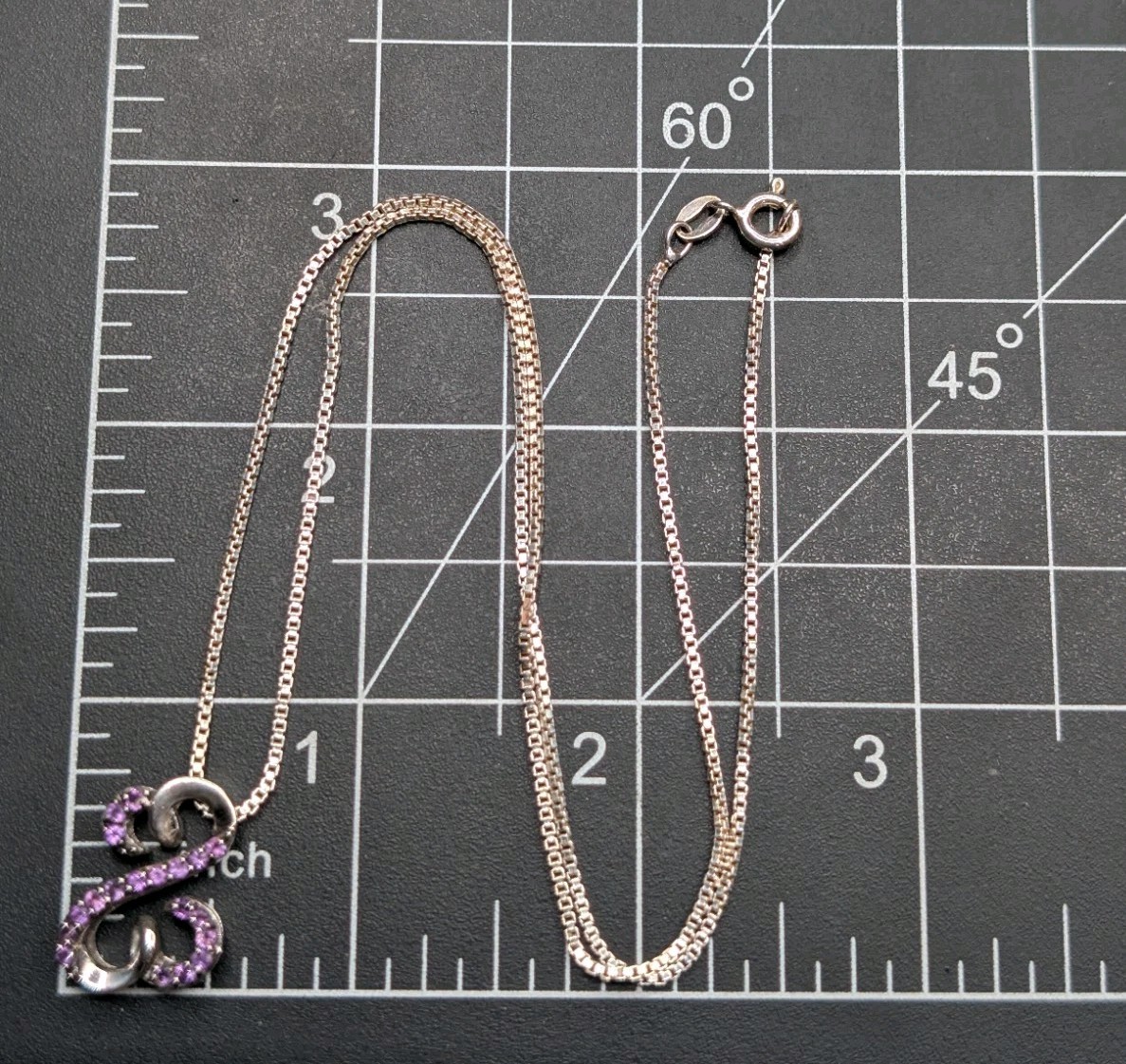 Sterling 925 JWBR Jane Seymour Open Hearts Amethyst Pendant 18″ Chain Necklace