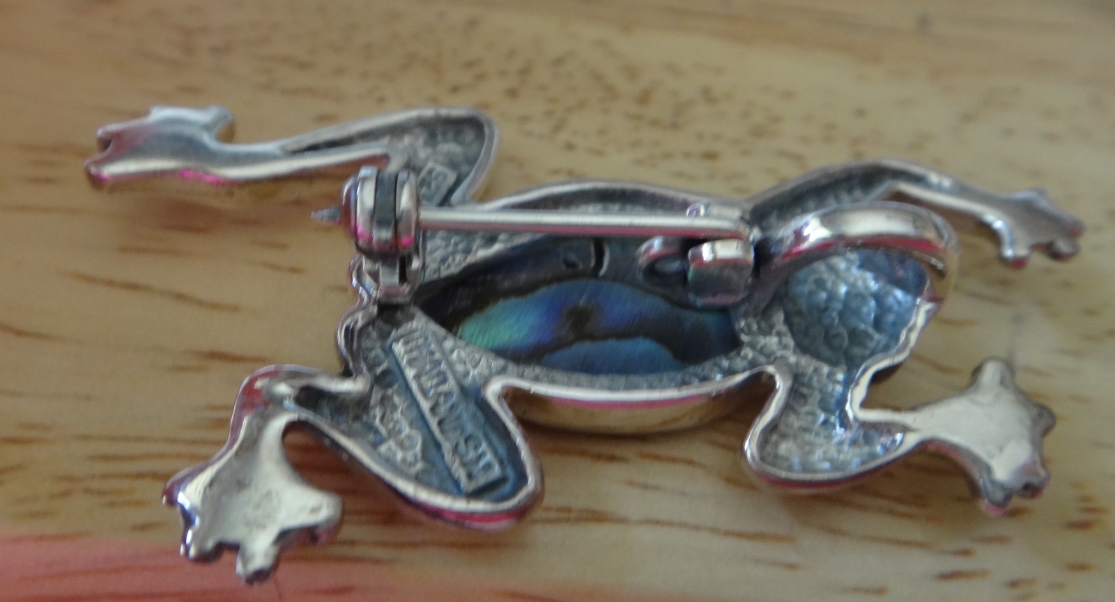 Sterling Silver 2×1 inches 50x25mm Abalone Frog Pin & or Pendant