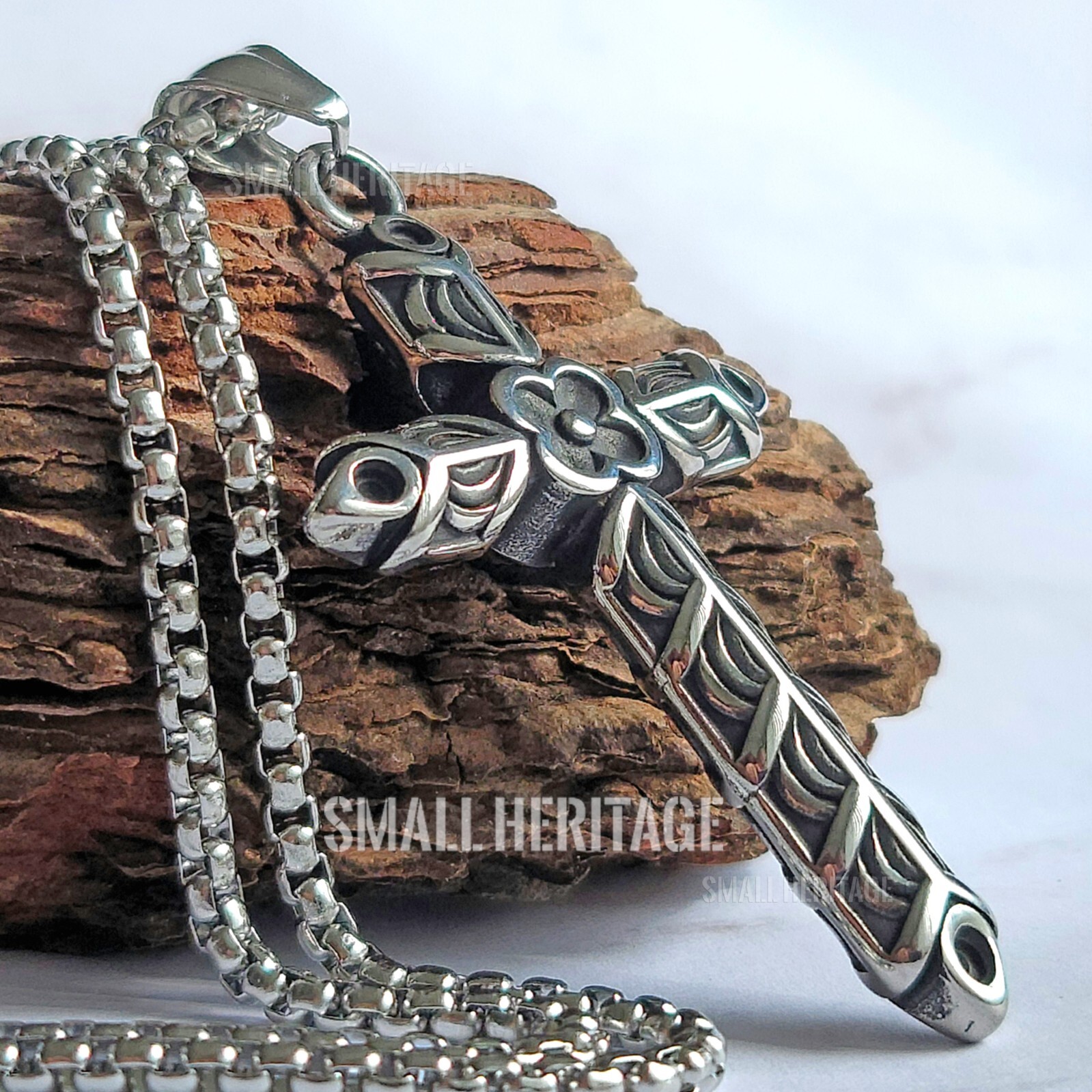Stainless Steel Celtic Irish Cross Necklace Norse Viking Knot Pendant Men Women