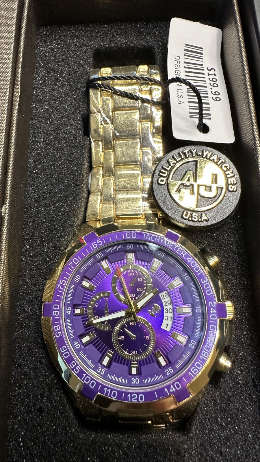 AJ USA Sports Master Men’s Watch Purple Dial New In Box
