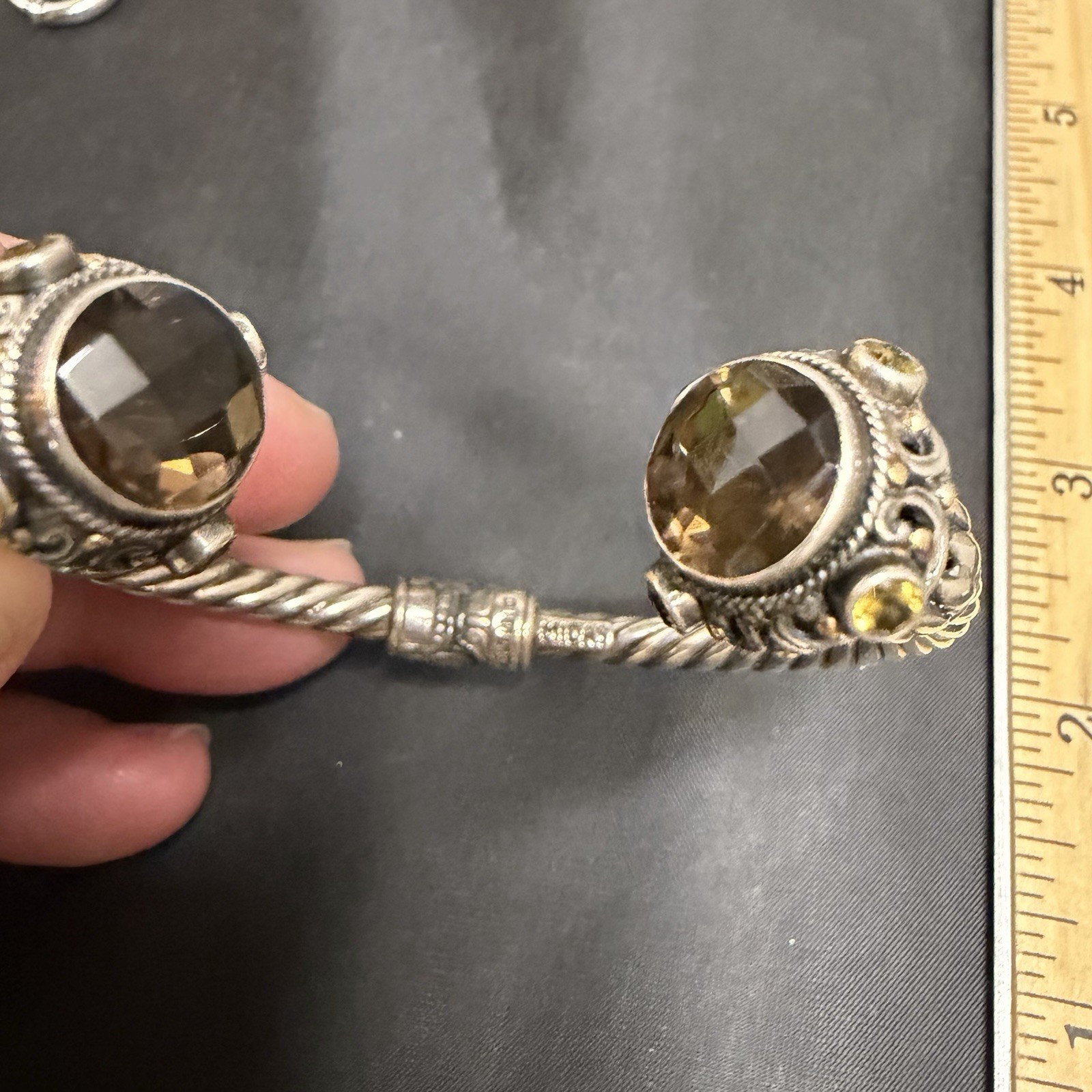 Vintage MIDAS Sterling Silver / 14k Gold / Gemstones Ladies Cuff Bracelet