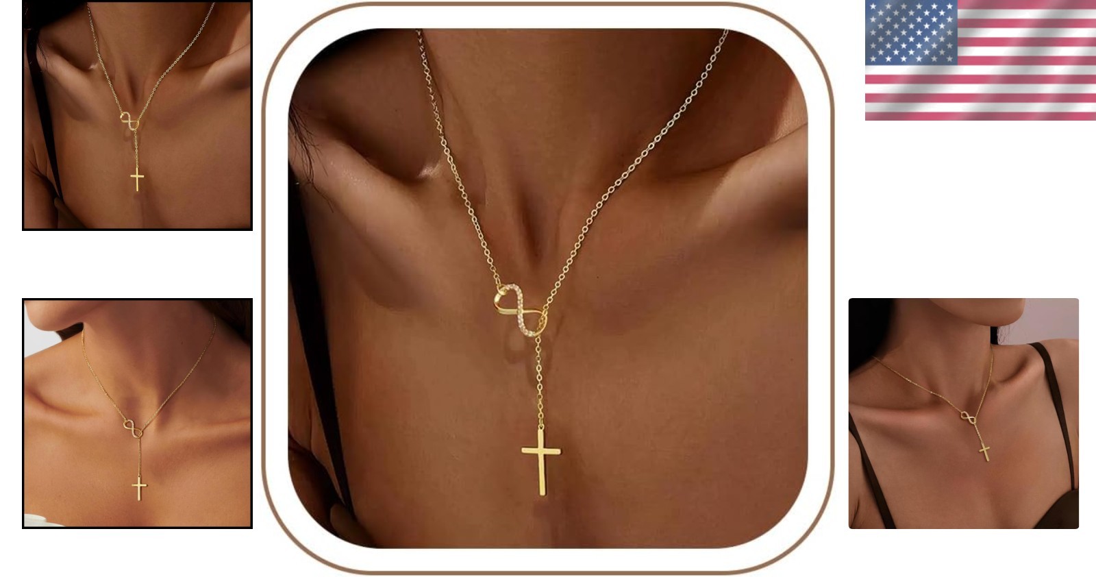Versatile 14K Gold Plated Cross Necklace – Adjustable Chain for Every Occasion