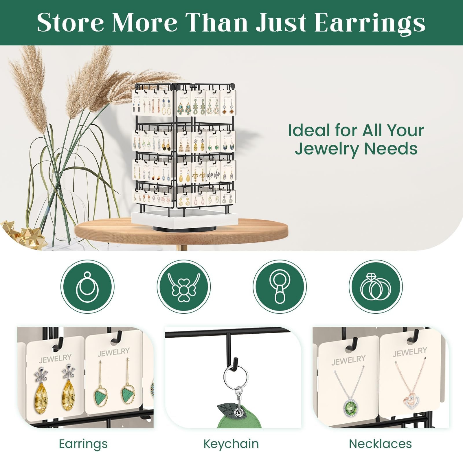 EsLuker.ly Rotating Earring Display Holder Stand for Vendors Events Selling, …