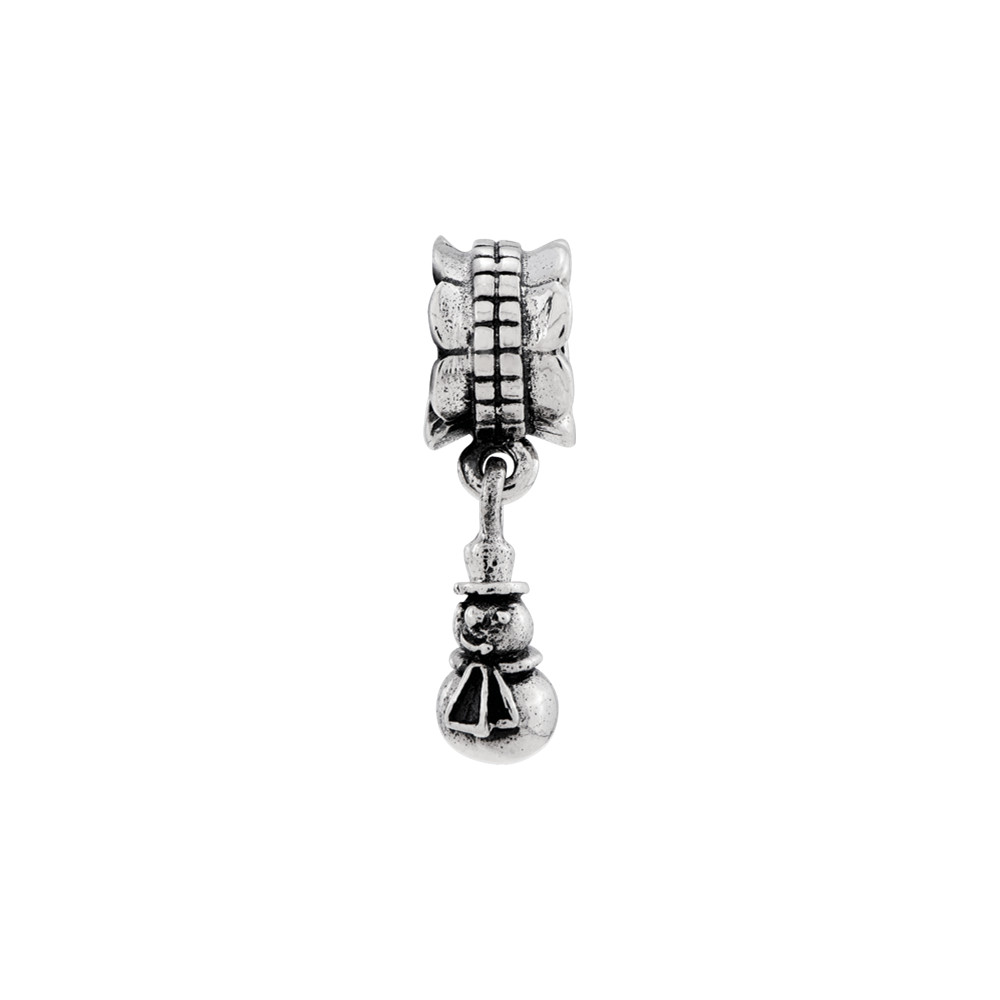 Snowman Dangle Bead .925 Sterling Silver Antiqued Finish Reflection Beads