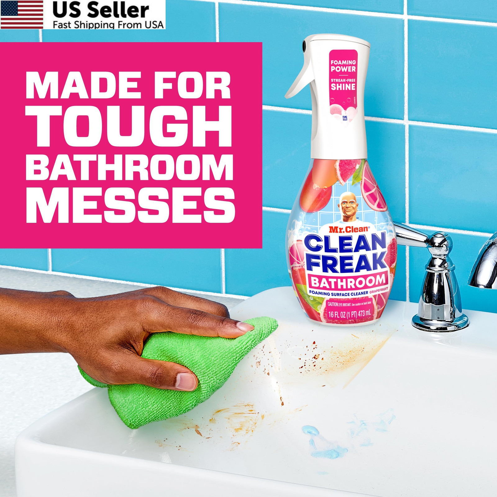 Mr. Clean Freak Foaming Bathroom Surface Cleaner 16 Fl Oz (Pack of 4)