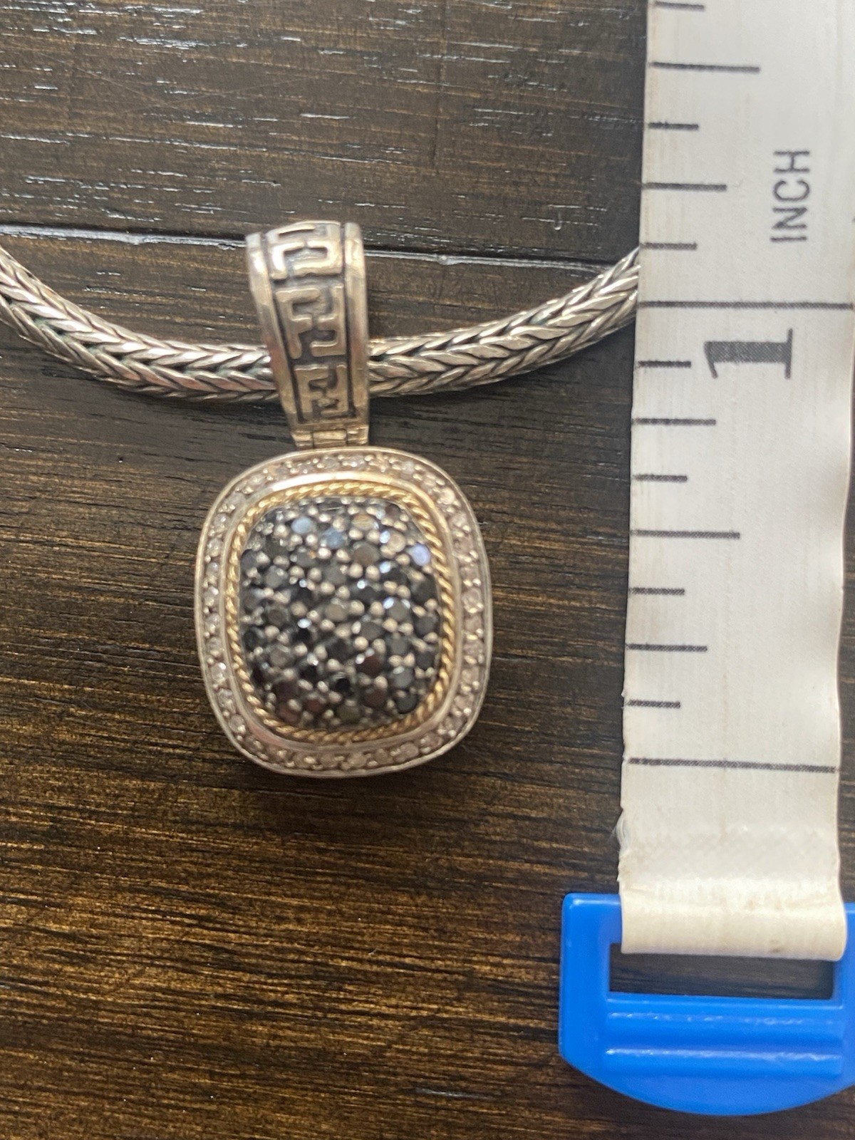 EFFY Sterling And 18K Yellow Gold Black & White Diamond Pendant Toggle Necklace