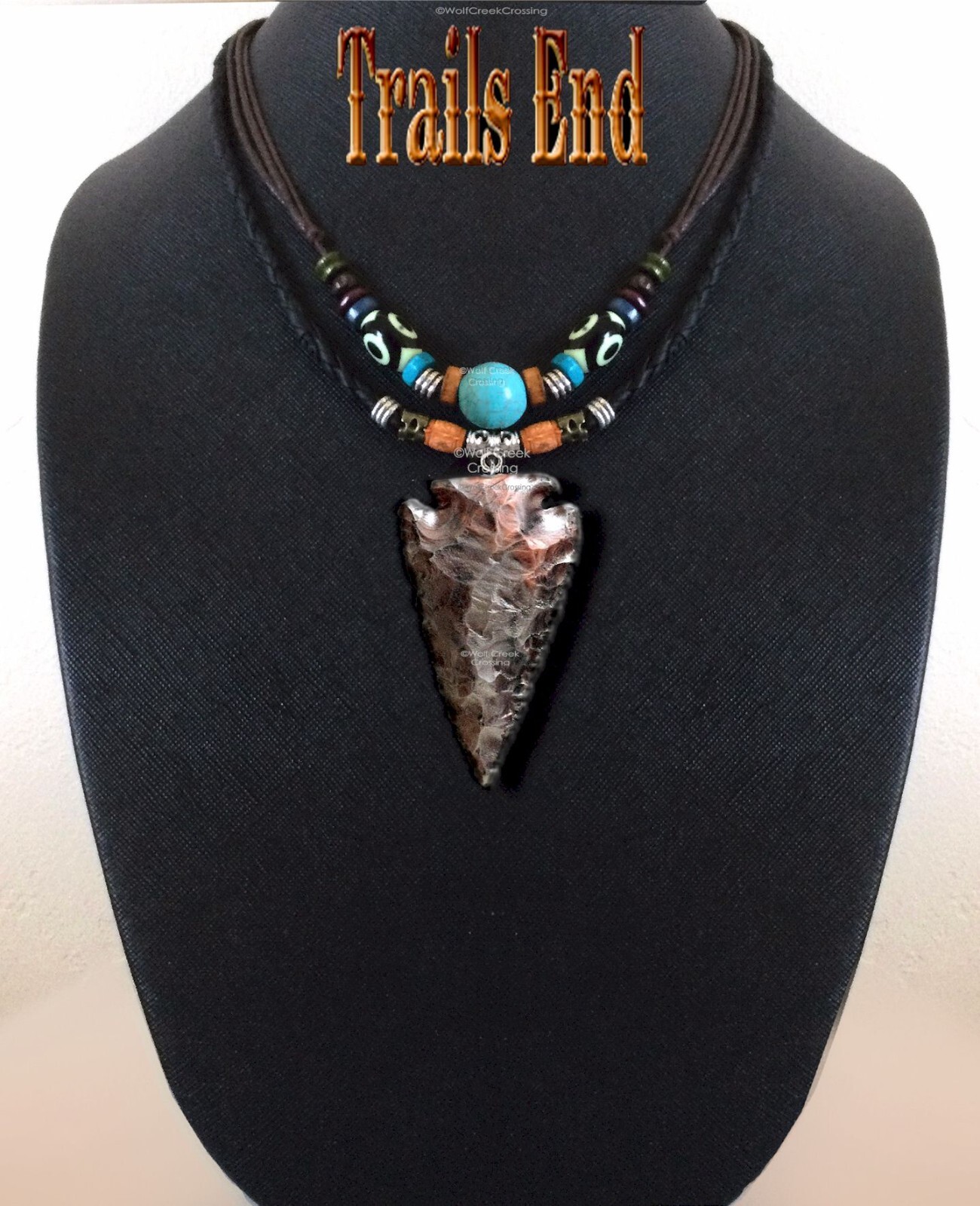 TRIBAL Leather STONE ARROWHEAD Adjustable 32″ Necklace Turquoise HOT! FREE SHIP’