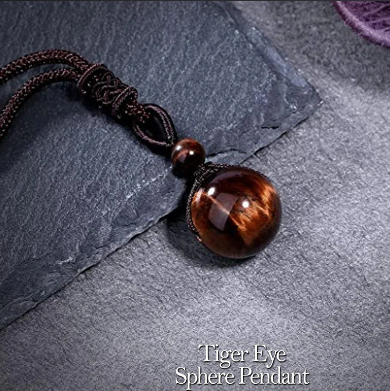 Natural 16mm Red Tiger’s Eye Bead Crystal Pendant Healing Reiki Amulet Necklace