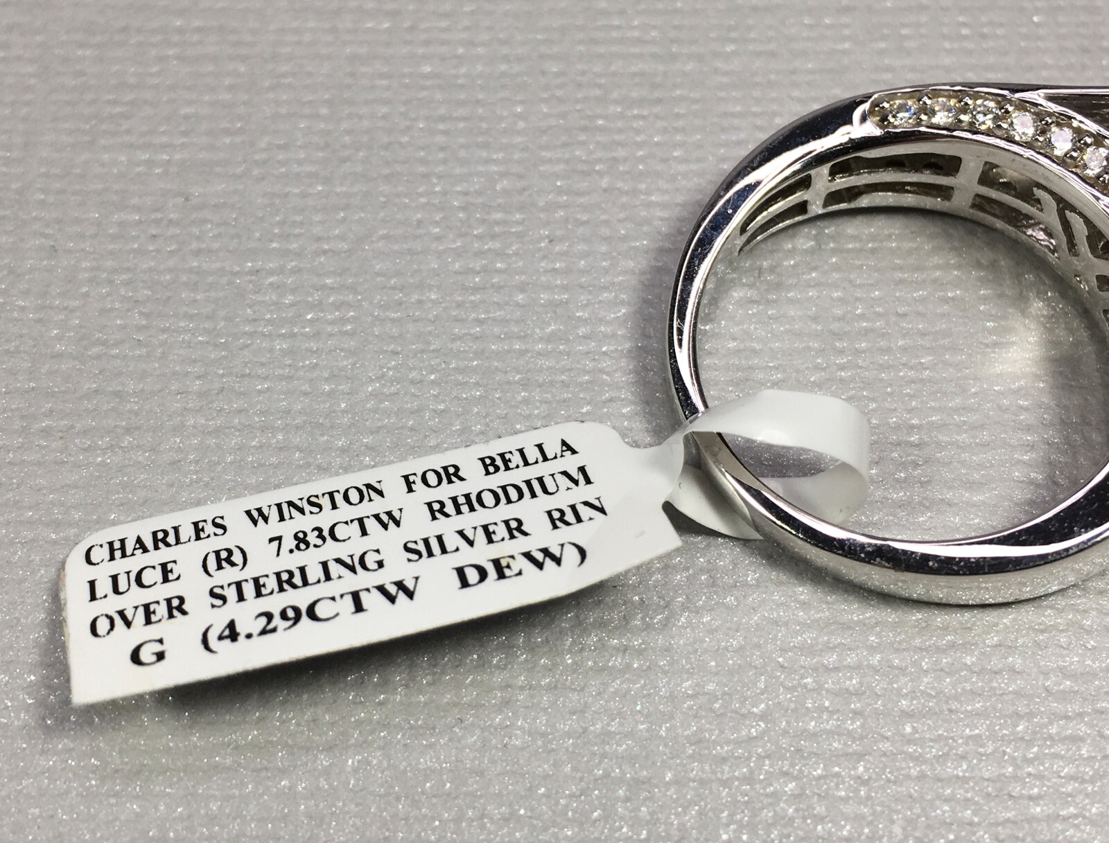 CHARLES WINSTON BELLA LUCE 7.83 CTW ZIRCONIA RHODIUM OVER STERLING RING SIZE 9