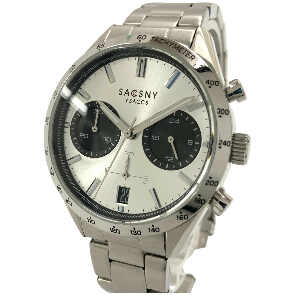 YSACCS Saxney Isaac SY-15219 Silver Quartz SS Saxony Chronograph Men’s Watch