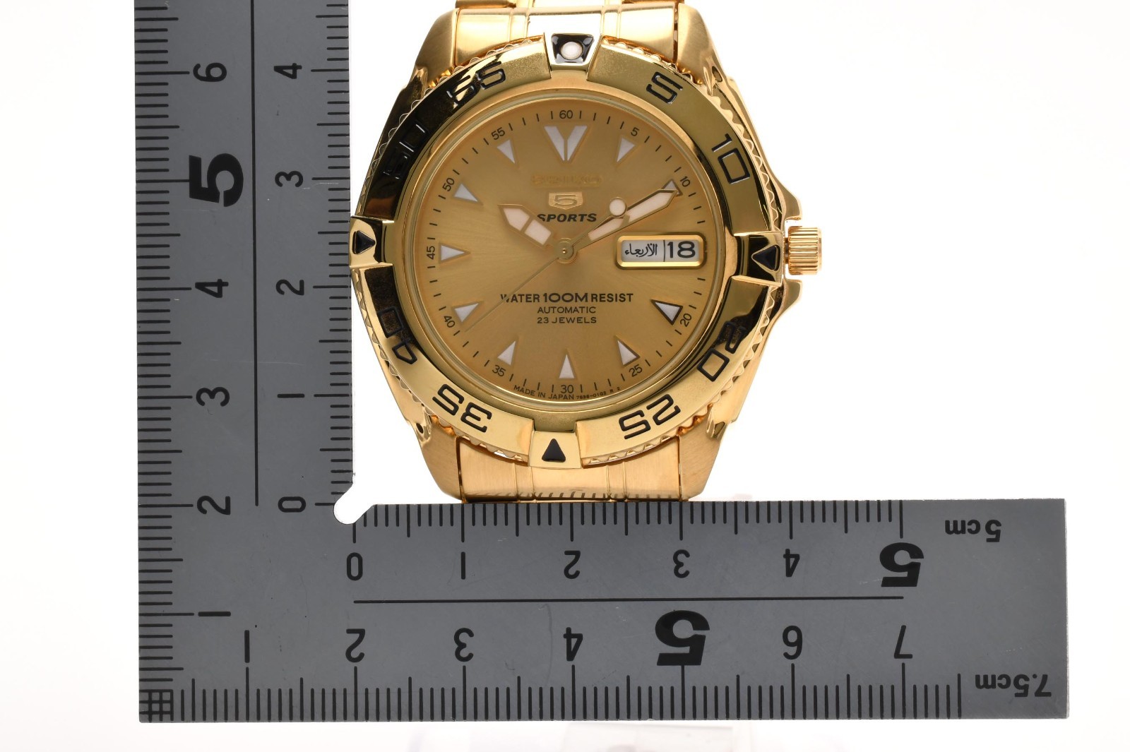 Seiko 5 Sports Gold Dial Automatic 7S36-00Y0 40mm Day-Date Men’s [Near Mint]