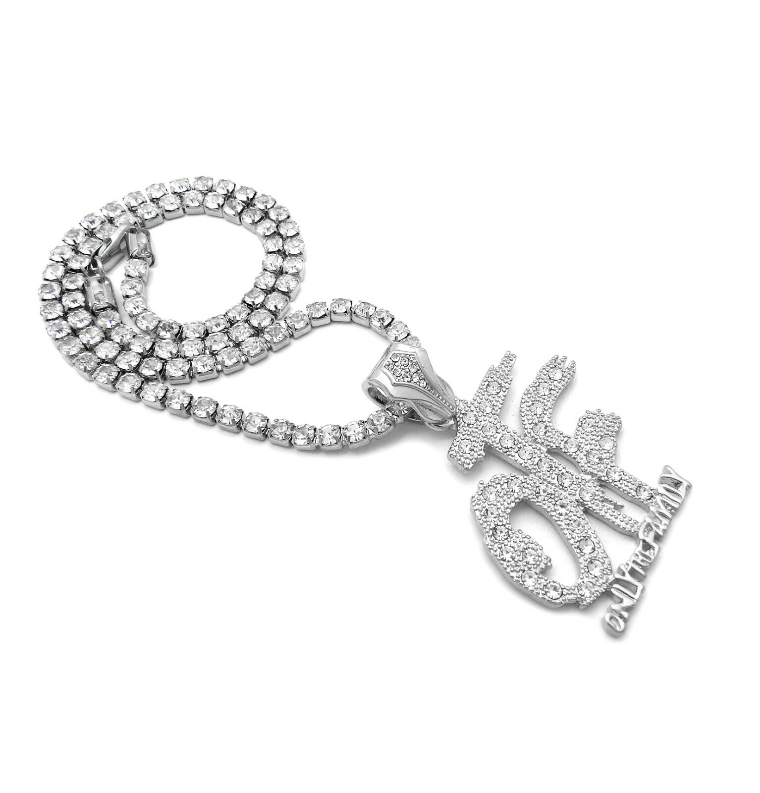 Only the Family OTF Pendant & Iced 16″ 18″ 20″ Rhinestone Chain Fashion Necklace