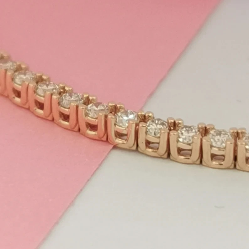 14k Yellow Gold Women’s Propose tennis Bracelet 6.60CT Round Cut Natural Diamond