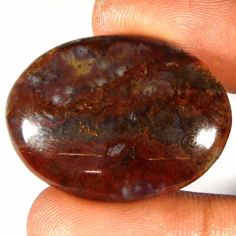 38.20Cts100%Natural Red Green Moss Agate Oval Cabochon Loose Gemstones